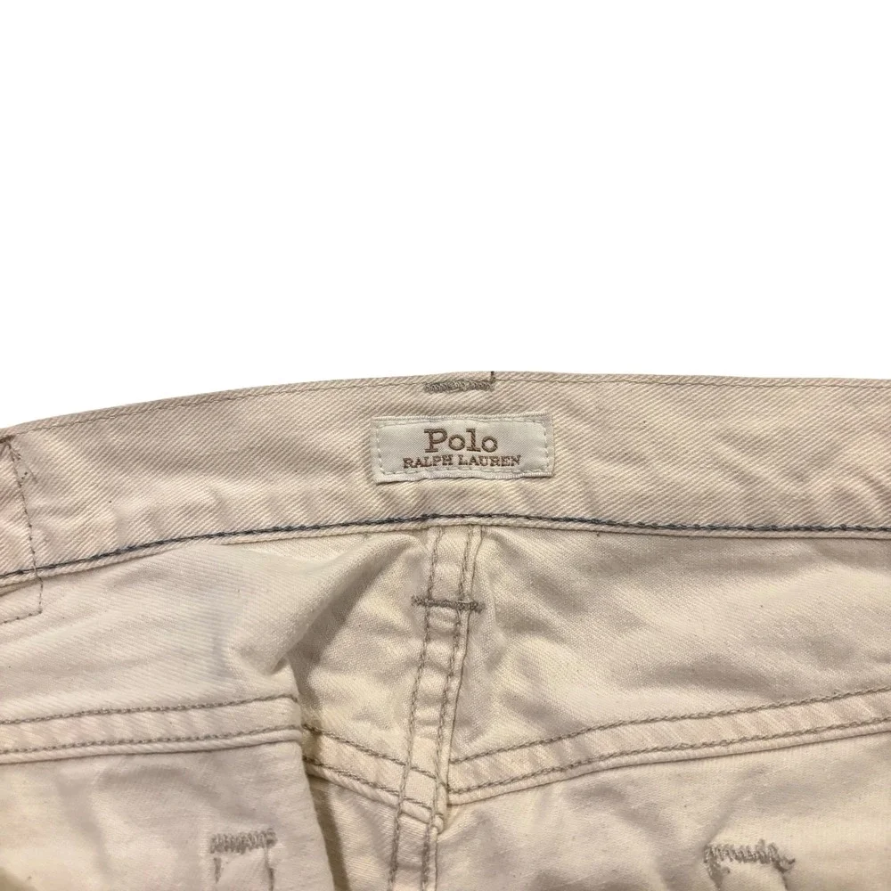 Polo Ralph Lauren‎ Sullivan Slim Graphic Jeans Mens 32x32 Cream Distressed Denim